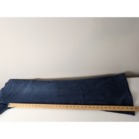 Pilcro Anthropologie Wide Leg Flared Dark Wash Mid Rise Jeans Size 28T - Picture 12 of 13